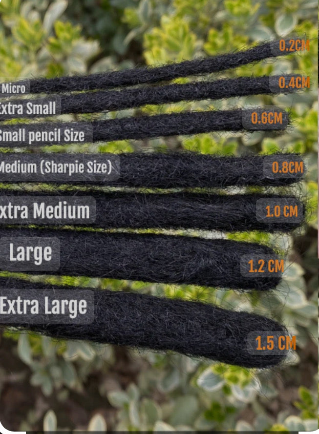 Loc-In size chart from micro to extra large.