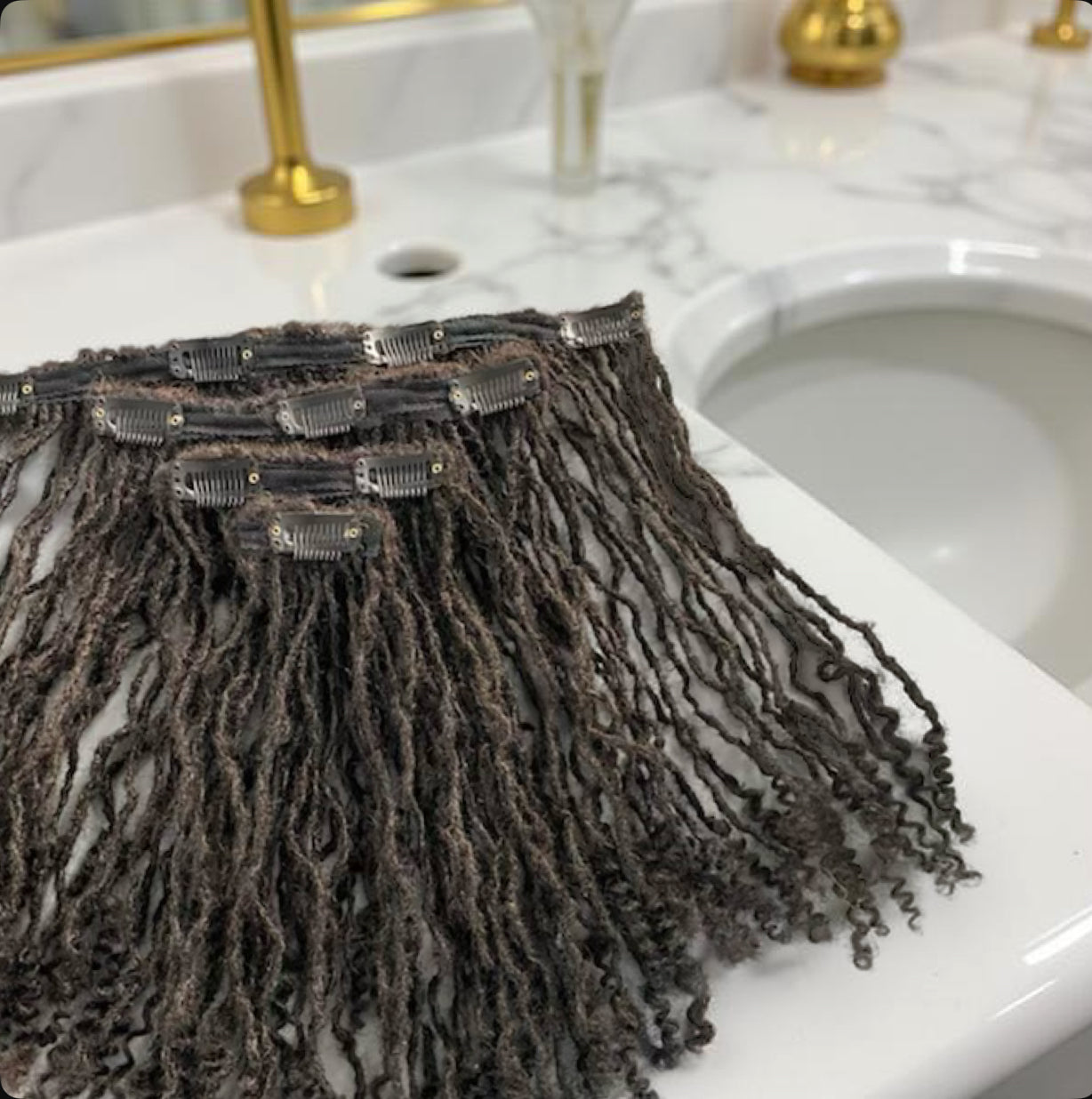 Dreadlock clip in extensions with curly ends