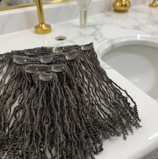 Dreadlock clip in extensions with curly ends